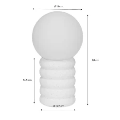 Lampe à poser intérieur céramique moucheté blanc et noir. globe en verre H 28cm - Zoe