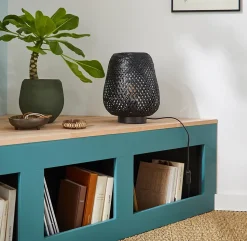 Lampe à poser Kasungu E27 IP20 Ø24 x H.30 cm GoodHome noir