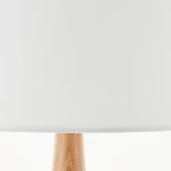 Lampe à poser Kirou blanc pied bois IP20 E27 H.50cm Brilliant