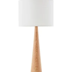 Lampe à poser Kirou blanc pied bois IP20 E27 H.50cm Brilliant