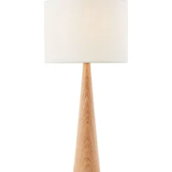 Lampe à poser Kirou blanc pied bois IP20 E27 H.50cm Brilliant