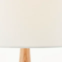 Lampe à poser Kirou blanc pied bois IP20 E27 H.50cm Brilliant