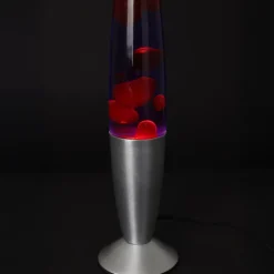 Lampe à poser lave rouge métal chromé H.36cm 30W Seynave