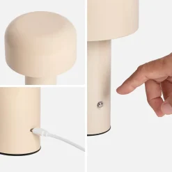 Lampe à poser LED sans fil rechargeable Victor beige D. 13cm