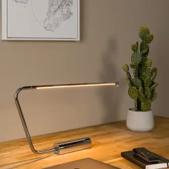 Lampe à poser LED dimmable Madison tube aluminium chromé IP20 250lm H.33cm Lucide