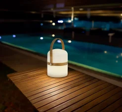 Lampe à poser LED intégrée sans fil mat blanc variable 2,5W IP44 l.14,5W H.26,5 cm