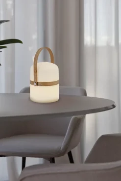 Lampe à poser LED intégrée sans fil mat blanc variable 2,5W IP44 l.14,5W H.26,5 cm