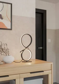 Lampe à poser LED intégrée Serpins acier noir IP20 11,4W H.40,5cm Eglo