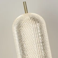lampe à poser LED Métal laiton Satiné, diffuseur Acrylique 17w 2040lm 3000k Diam 15cm Haut 60cm CAPSULE