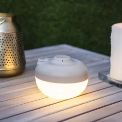 Lampe à poser LED solaire Cherry 900lm 9W IP54 blanc chaud Newgarden rechargeable blanc