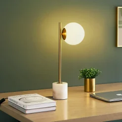 Lampe à poser marbre et verre blanc - Estrela