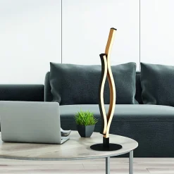 Lampe à poser metal noir branche metal noir effet bois Led 11w 935 lumens réglables et dimmable inter sensitif BLOOM LED