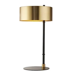 Lampe à poser metal Noir et abatjour dore E27 max 60W haut 49cm Diam 25cm KNOX
