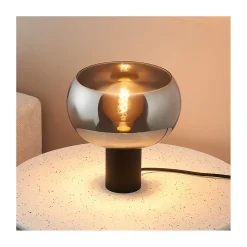 Lampe à poser moderne abat-jour verre fumé - Milan