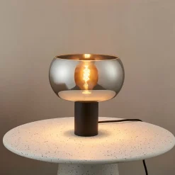 Lampe à poser moderne abat-jour verre fumé - Milan