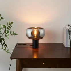 Lampe à poser moderne abat-jour verre fumé - Milan