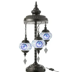 Lampe à Poser Mosaïque 3 Têtes "Neal" 78cm Bleu