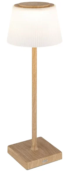 Lampe à poser métal décor bois foncé, LED GREGOIR