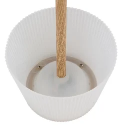 Lampe à poser métal décor bois foncé, LED GREGOIR