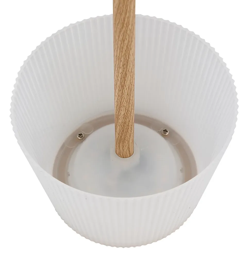 Lampe à poser métal décor bois foncé, LED GREGOIR