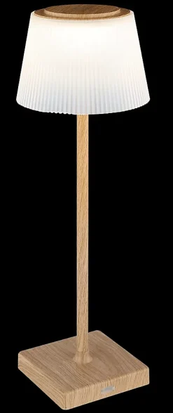 Lampe à poser métal décor bois foncé, LED GREGOIR