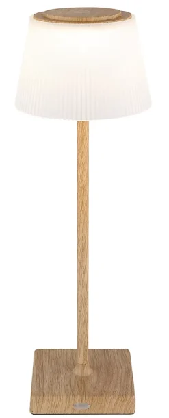 Lampe à poser métal décor bois foncé, LED GREGOIR