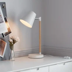 Lampe à poser Mulanje E14 IP20 blanc bois