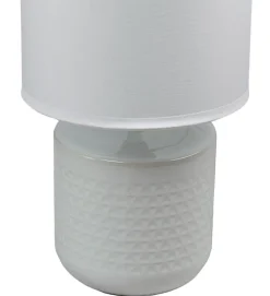 Lampe à poser pied ceramique abat jour tissu blanc deco ananas salon chambre