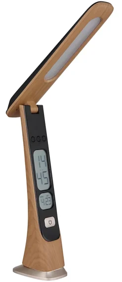 Lampe à poser plastique décor bois foncé, LED AVERIE