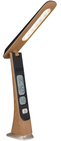 Lampe à poser plastique décor bois foncé, LED AVERIE