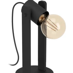 Lampe à poser Plimsoll 40W IP20 acier et bois Eglo L.10,5 x H.25,5 cm