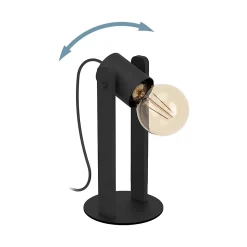 Lampe à poser Plimsoll 40W IP20 acier et bois Eglo L.10,5 x H.25,5 cm