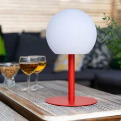 Lampe à poser POP - boule terracota rechargeable en métal LED IP44, 400 lumens, CCT et dimmable, hauteur ajustable
