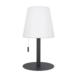 Lampe à poser POP - cône gris rechargeable en métal LED IP44, 400 lumens, CCT et dimmable, hauteur ajustable