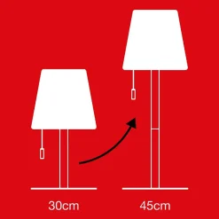 Lampe à poser POP - cône jaune rechargeable en métal LED IP44, 400 lumens, CCT et dimmable, hauteur ajustable