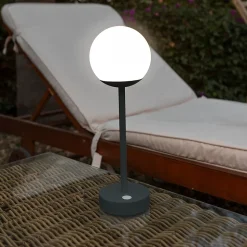 Lampe à poser portable, rechargeable Norai slim métal gris anthracite dimmable IP44 260lm 2W Newgarden