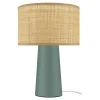 Lampe à poser raphia et métal vert H.35 x Ø.25cm E14 10W GoodHome Tolland