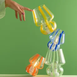 Lampe à Poser Rayures en Verre "Ophelie" 15cm Orange