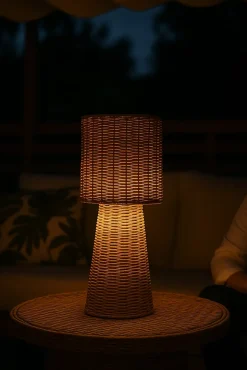 Lampe à poser rechargable en fibres tressées H.38 cm IP54 Newgarden Grace40