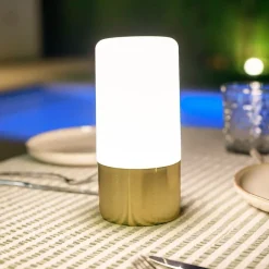 Lampe à poser rechargeable Maia laiton or dimmable RGB IP44 2W Newgarden