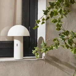Lampe à poser sans fil nomade à tête orientable blanche H 28cm. intérieur / extérieur