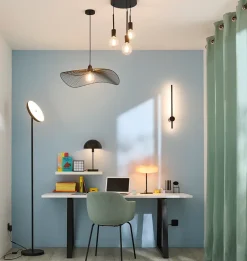 Lampe à poser Sentino pied métal noir, abat-jour en verre orange IP20 G9 3x5W Ø30 x H.37cm Lucide