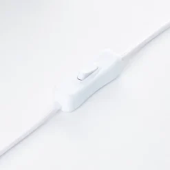 Lampe à poser Teddy tissu bouclette blanc câble tissu noir IP20 E27 25W Ø23 x H.30cm Brilliant