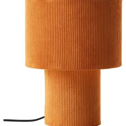 Lampe à poser Tony velours cotelé jaune moutarde câble tissu noir IP20 E27 25W Ø23 x H.30cm Brilliant