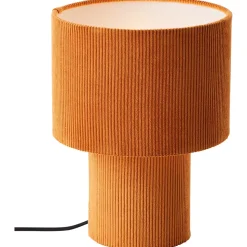 Lampe à poser Tony velours cotelé jaune moutarde câble tissu noir IP20 E27 25W Ø23 x H.30cm Brilliant