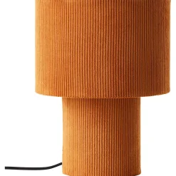 Lampe à poser Tony velours cotelé jaune moutarde câble tissu noir IP20 E27 25W Ø23 x H.30cm Brilliant