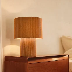 Lampe à poser Tony velours cotelé jaune moutarde câble tissu noir IP20 E27 25W Ø23 x H.30cm Brilliant