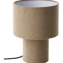 Lampe à poser Tony velours cotelé beige câble tissu noir IP20 E27 25W Ø23 x H.30cm Brilliant