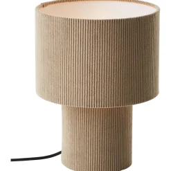 Lampe à poser Tony velours cotelé beige câble tissu noir IP20 E27 25W Ø23 x H.30cm Brilliant