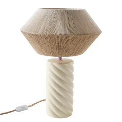 Lampe à poser Twist Maison Paloma – avec pied céramique jaune pâle et abat-jour tissé